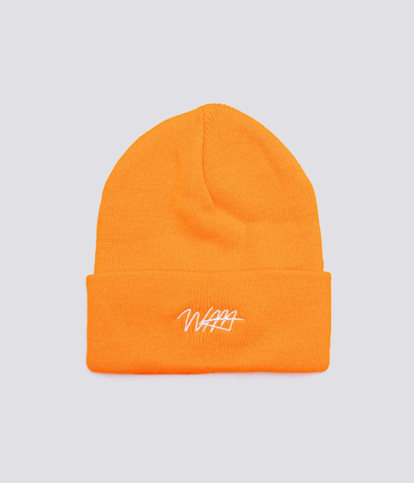 WEAREALLANIMALS SCRIPT LOGO BEANIE MADE IN USA BLAZE ORANGE