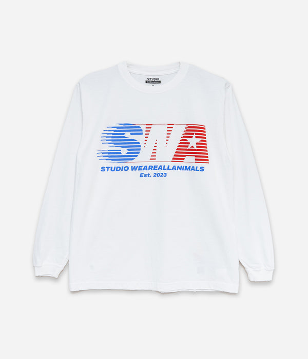 STUDIO WEAREALLANIMALS "Fast Logo L/S T-SHIRT" WHITE