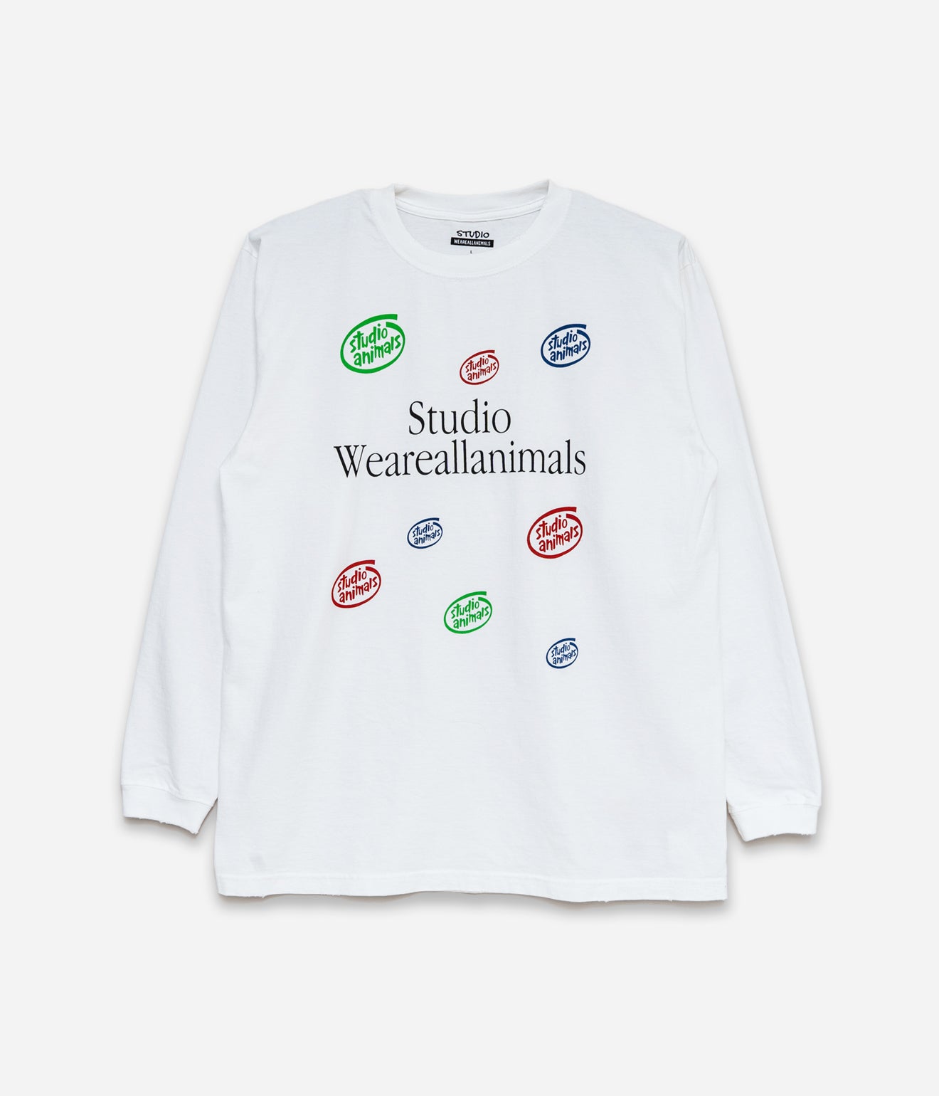 STUDIO WEAREALLANIMALS "Multiple Round Logo L/S T-SHIRT" WHITE