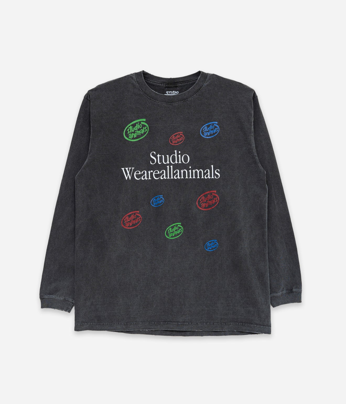 STUDIO WEAREALLANIMALS "Multiple Round Logo L/S T-SHIRT" BLACK