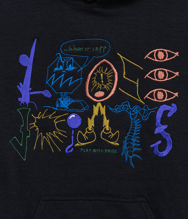 LOOSEJOINTS "STEWART ARMSTRONG - 'WHAT IT IS??' HOODIE" BLK