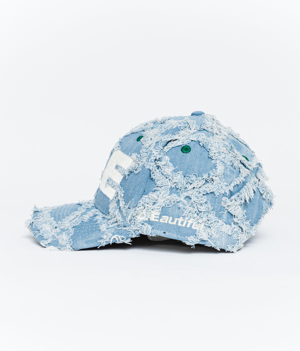 b.Eautiful "b.E Hat" Light Diamond Denim / White