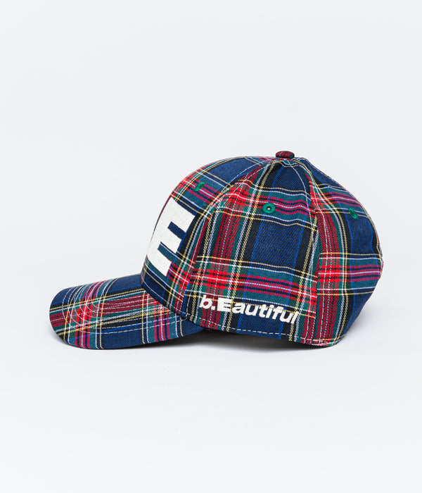 b.Eautiful "b.E Hat" Blue Plaid / White