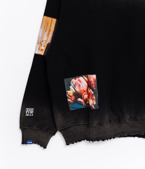 DEVÁ STATES "RECLUSE Distressed Crewneck" Black