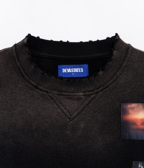 DEVÁ STATES "RECLUSE Distressed Crewneck" Black