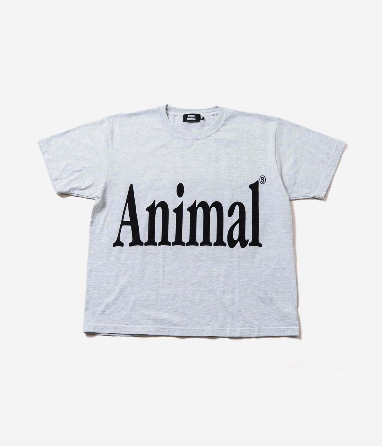 STUDIO ANIMALS “Animals Letter” T-Shirt Solid Print Ash