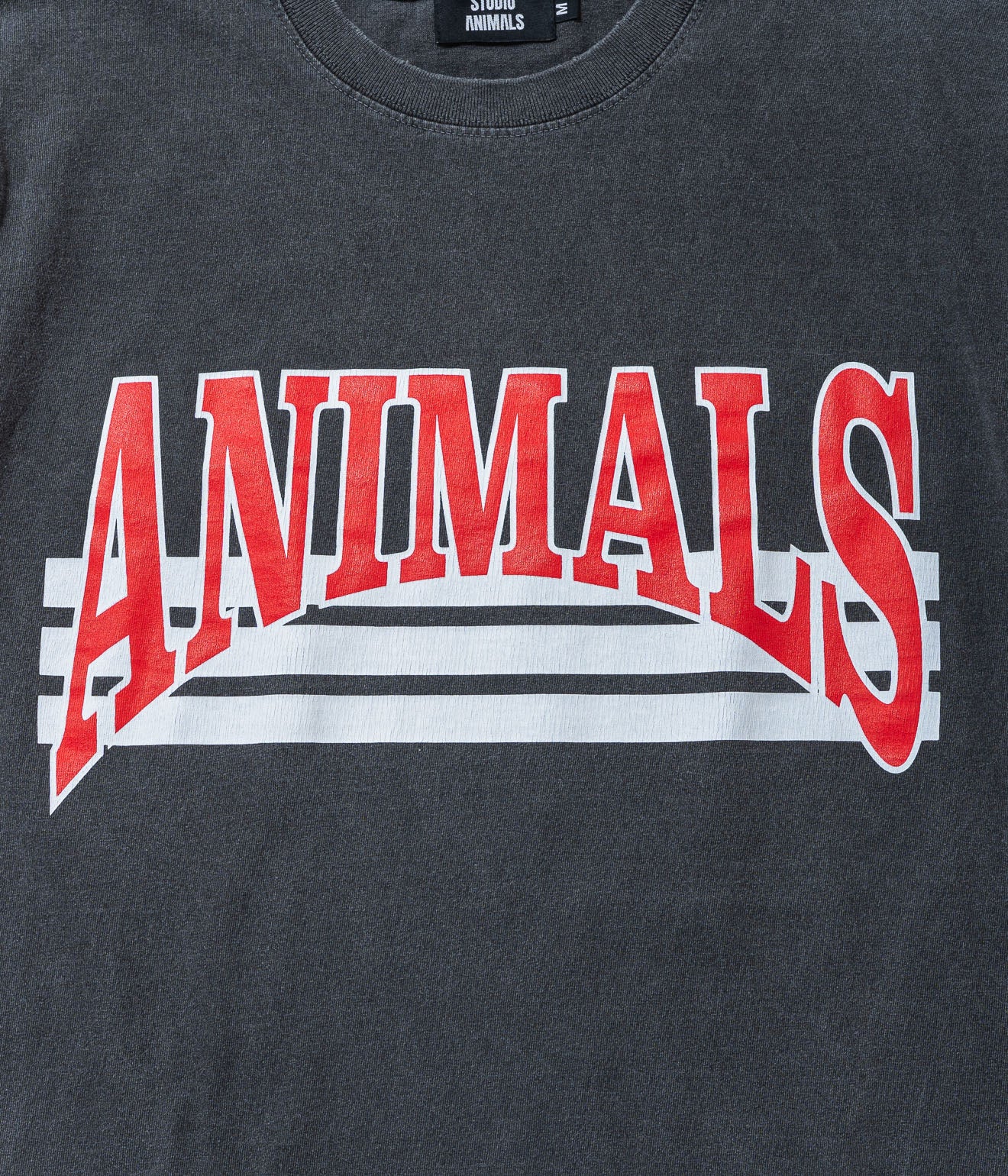 STUDIO ANIMALS “Curved Arch Logo” S/S T-Shirt Faded Black