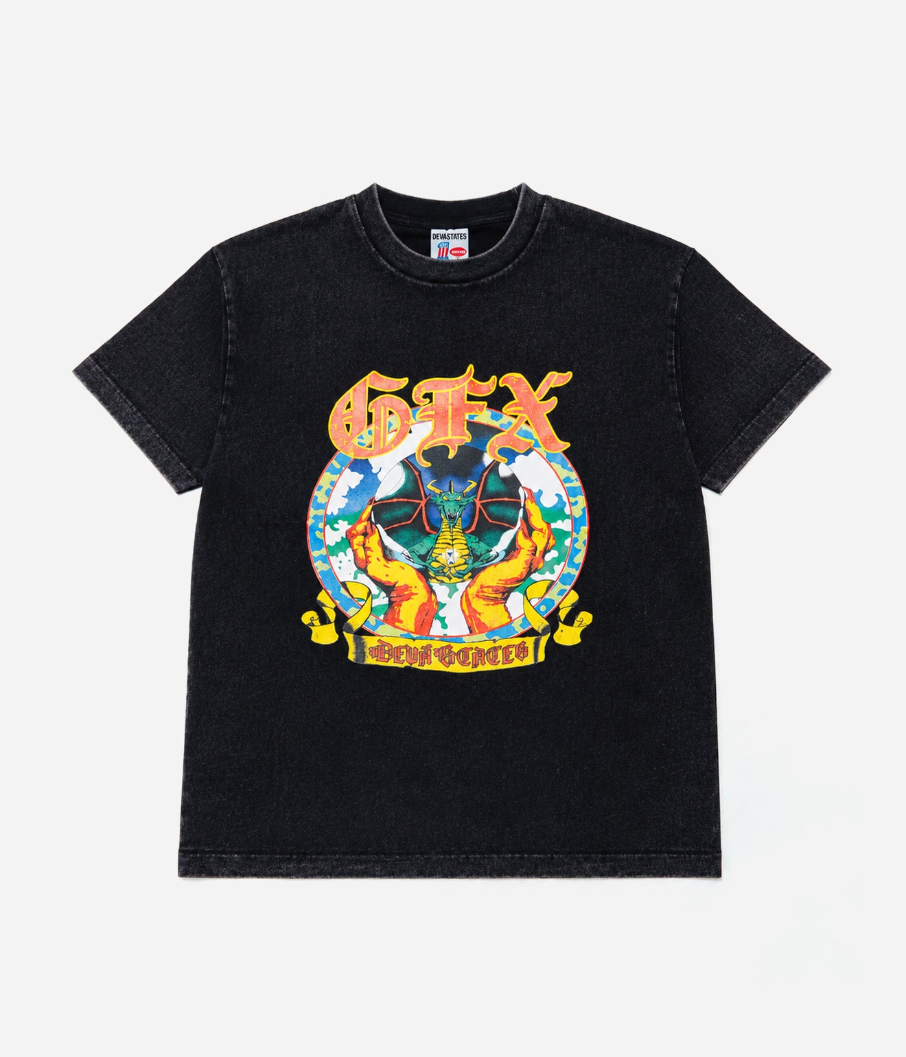 DEVÁ STATES "GFX Tshirt -HORNS-" Washed Black