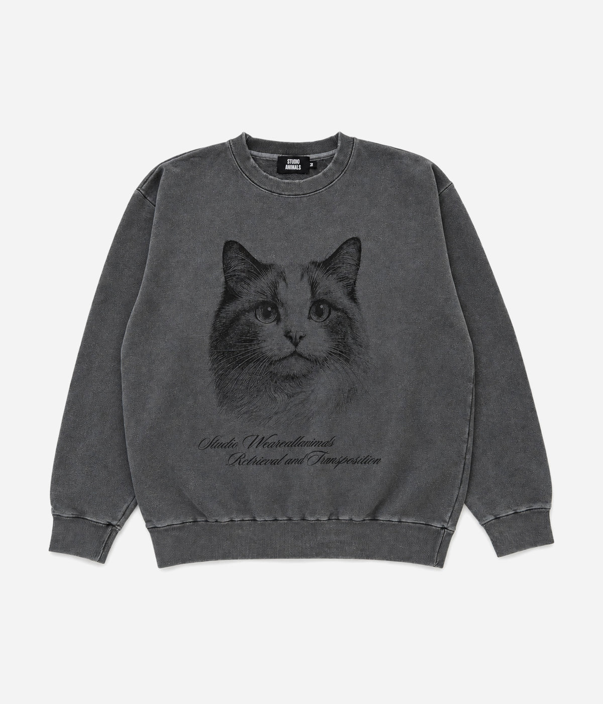 STUDIO ANIMALS "Cat" SWEATSHIRT FADED BLACK