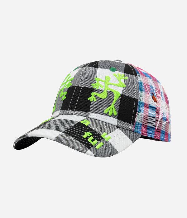 b.Eautiful "Biyu Hat" Black Buffalo Check / Pink / Blue