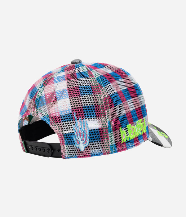 b.Eautiful "Biyu Hat" Black Buffalo Check / Pink / Blue