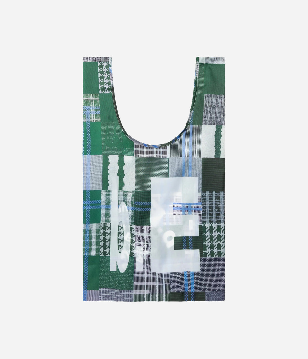 b.Eautiful "Green Mix Checker Reusable Bag Standard" Green / White