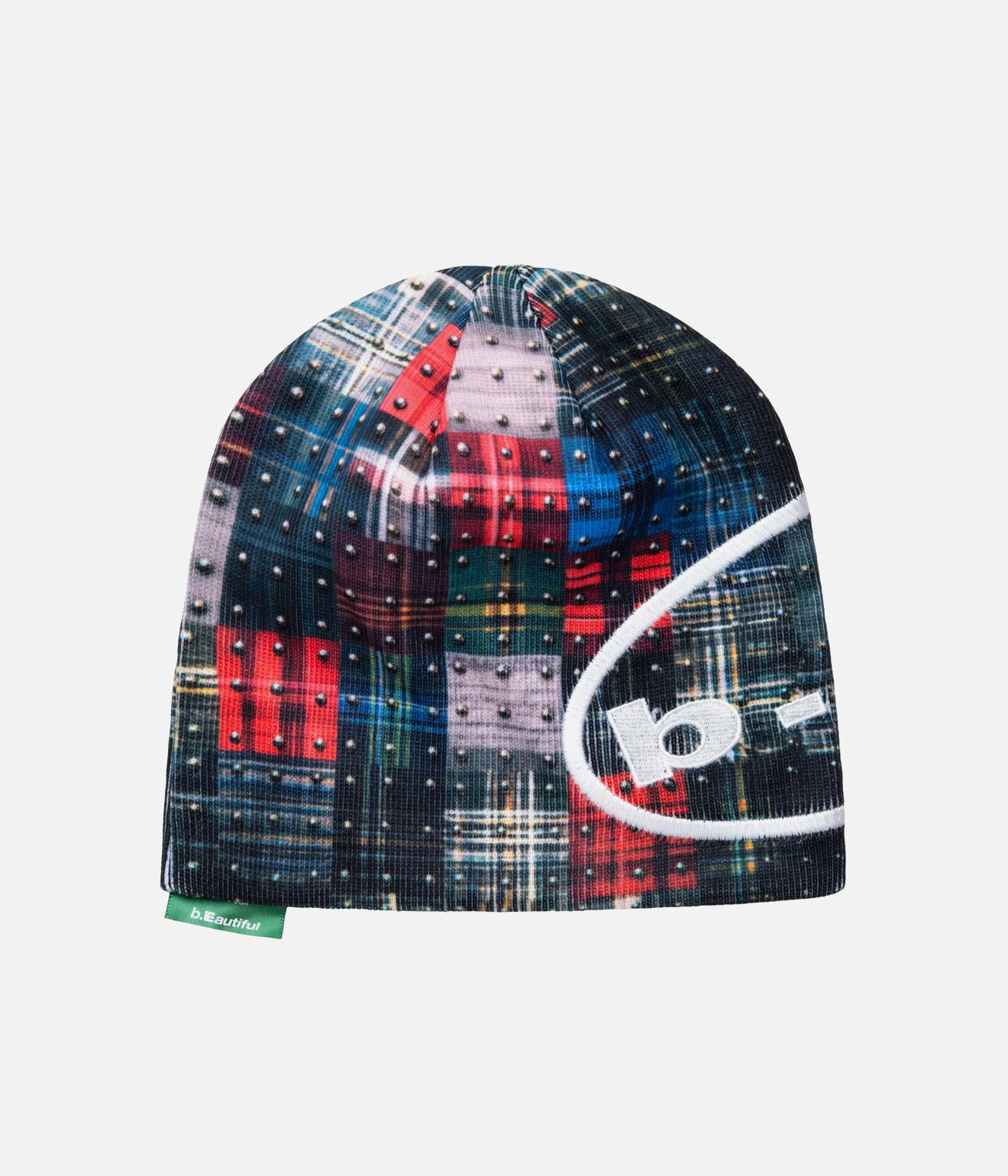 b.Eautiful "Studded Plaid Beanie" Multi