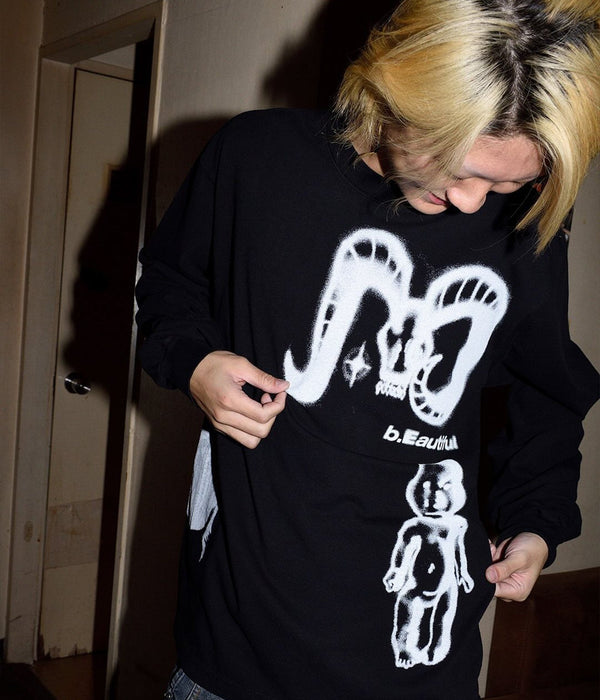 b.Eautiful "b.Eautiful x Shiga Ram LS Shirt" Black - WEAREALLANIMALS