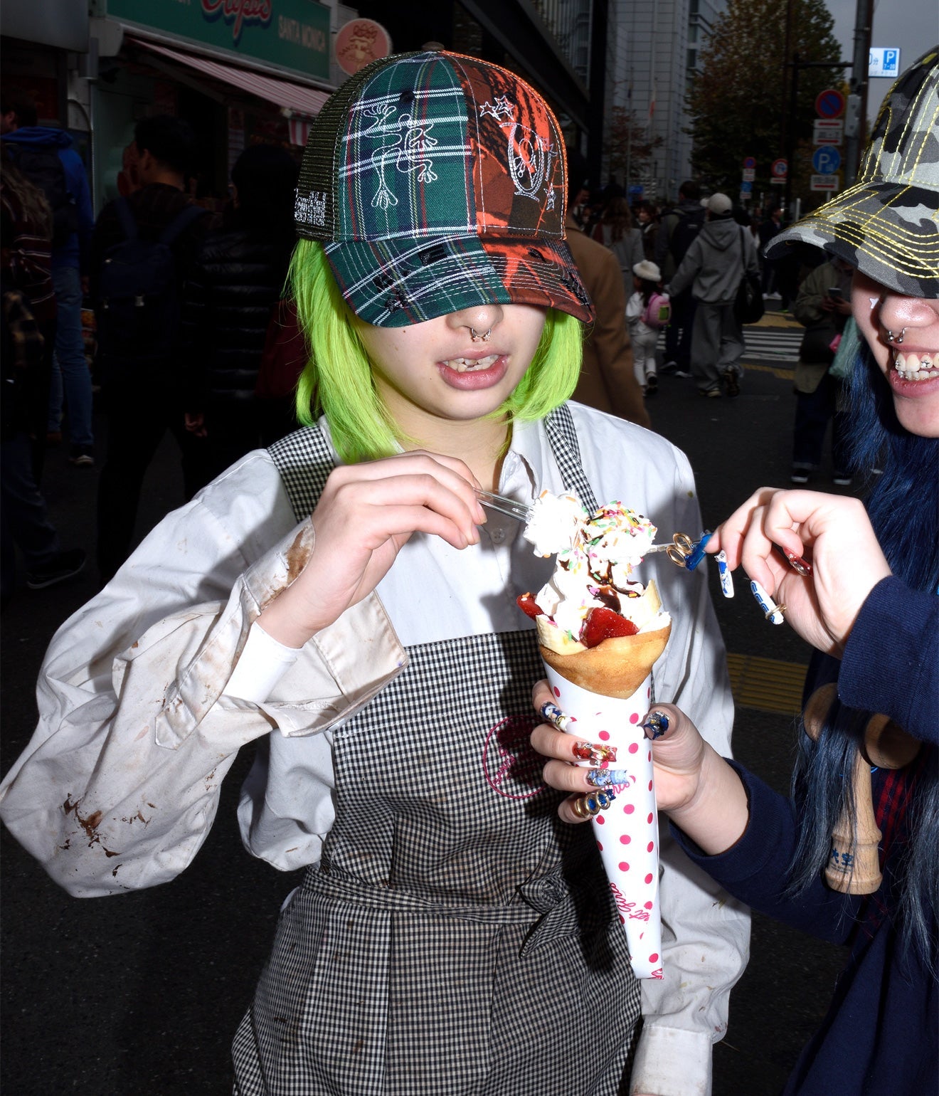 b.Eautiful "Biyu Hat" Fire Camo / Green Plaid - WEAREALLANIMALS