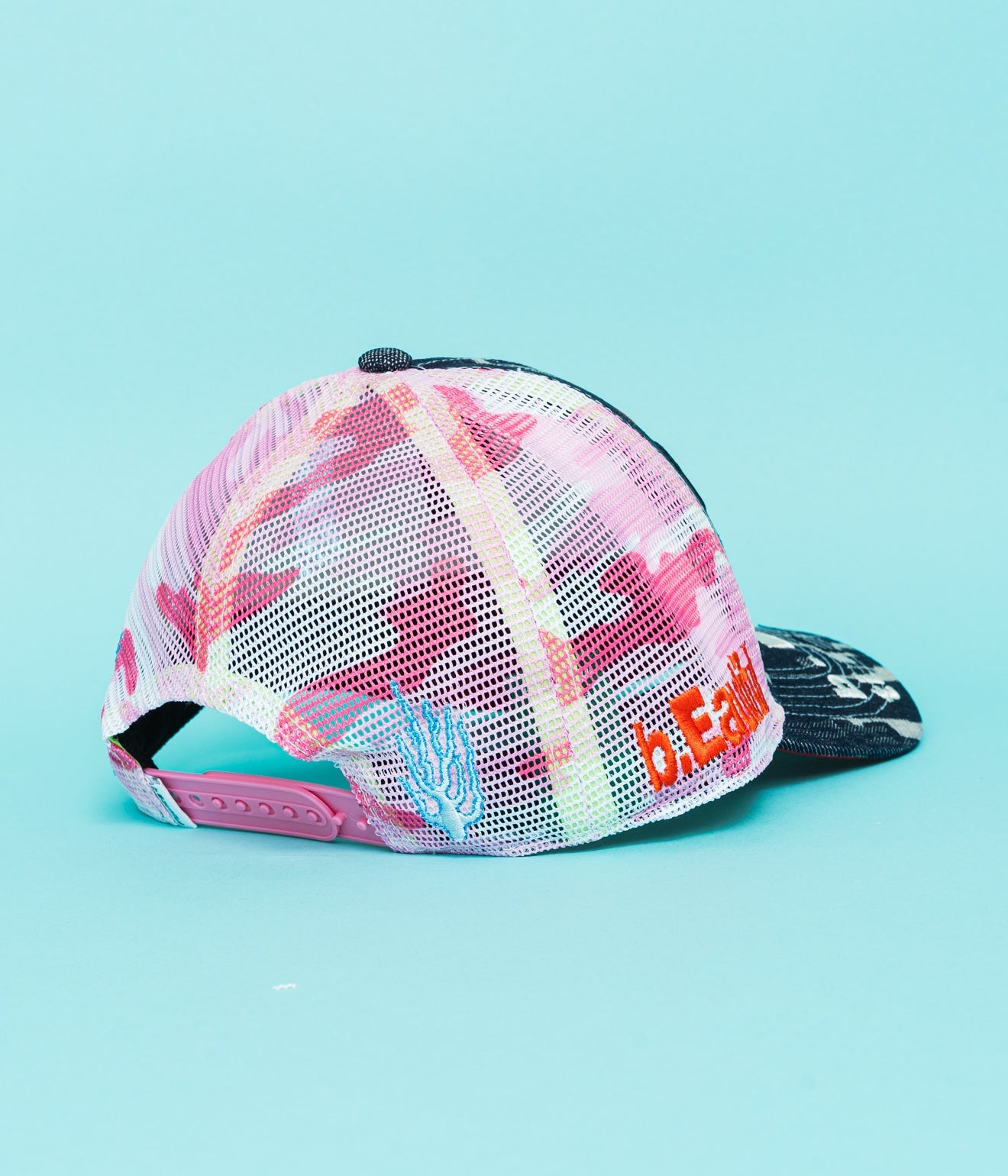 b.Eautiful "Biyu Trucker Hat" Black Denim Camo / Pink Camo - WEAREALLANIMALS