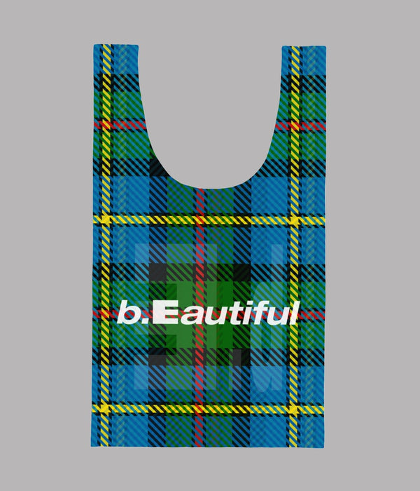 b.Eautiful "MacLeod Tartan XL Reusable Bag" Blue / Green - WEAREALLANIMALS