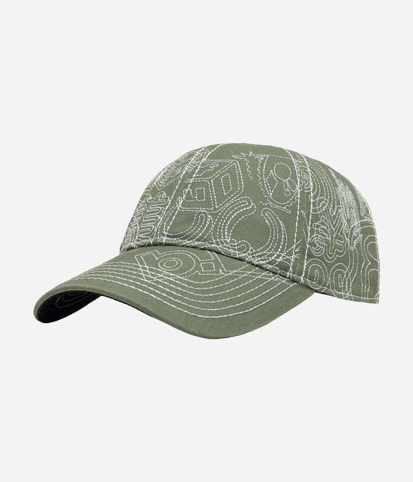 b.Eautiful "Stitch Mania Low Profile Hat" Off - Moss / Silver - WEAREALLANIMALS