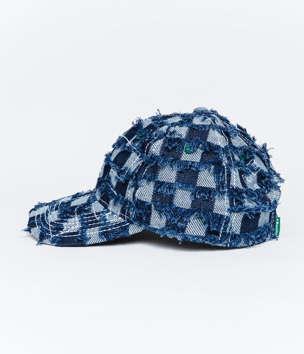 b.Eautiful "Vapor 6 Panel Hat" Navy Checker Denim - WEAREALLANIMALS