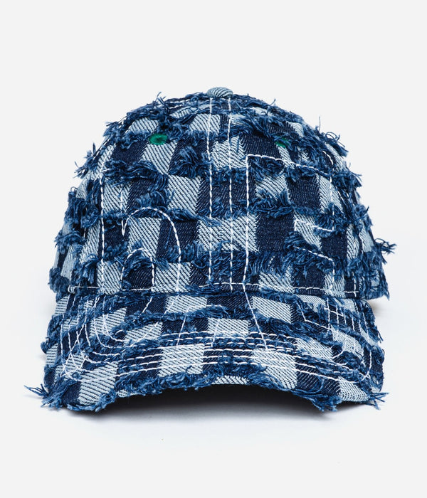 b.Eautiful "Vapor 6 Panel Hat" Navy Checker Denim - WEAREALLANIMALS