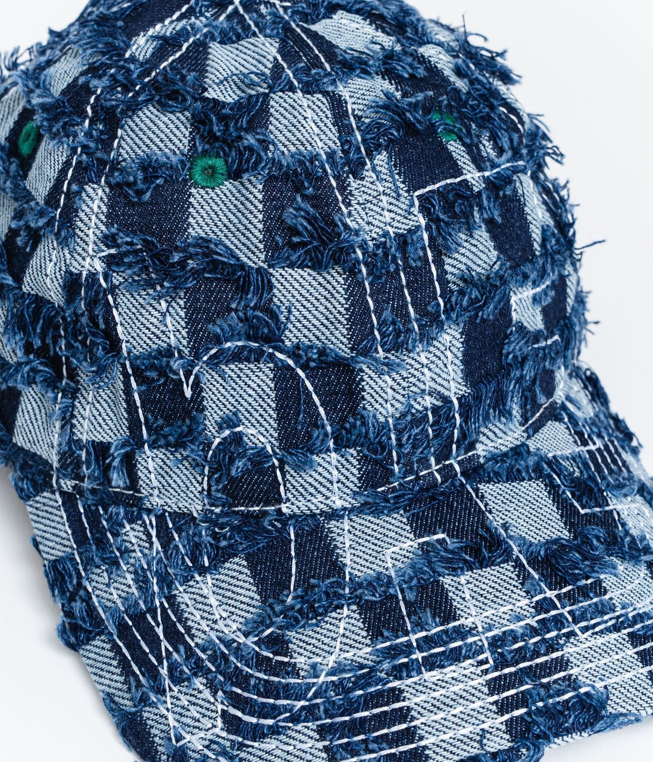 b.Eautiful "Vapor 6 Panel Hat" Navy Checker Denim - WEAREALLANIMALS