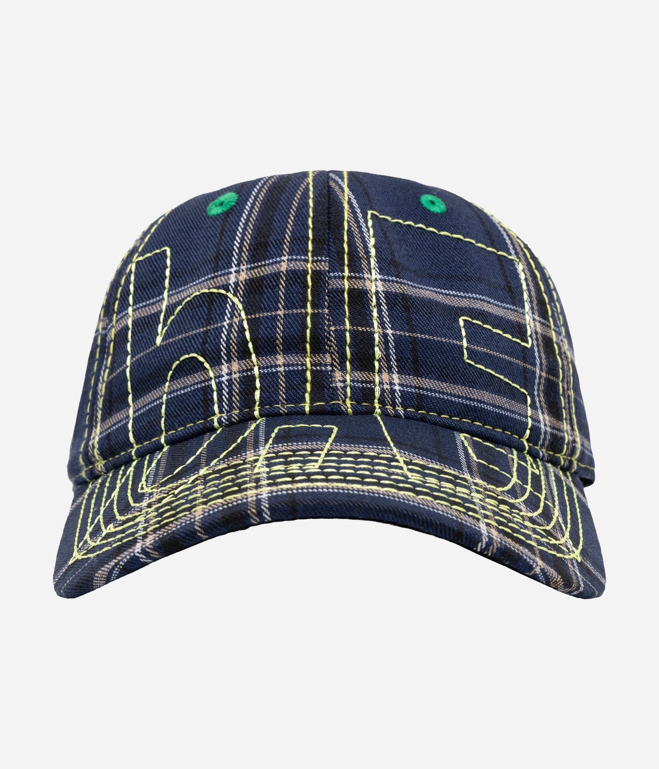 b.Eautiful "Vapor Low Profile Hat" Navy Plaid / Highlighter - WEAREALLANIMALS