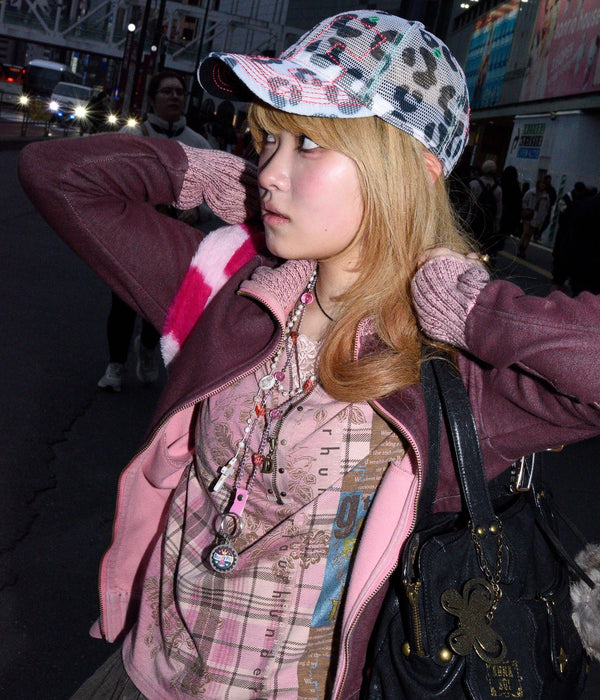 b.Eautiful "Vapor Low Profile Hat" White Leopard Mesh / Hot Pink - WEAREALLANIMALS