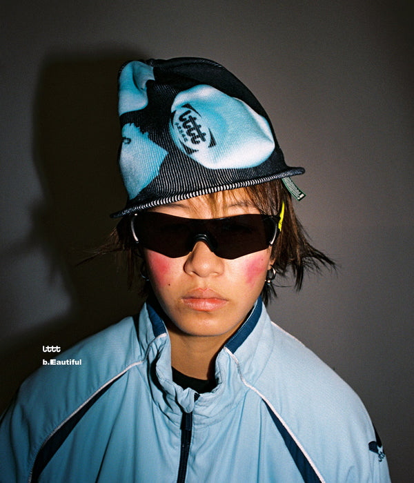 b.Eautiful x LTTT "Burst Beanie" Black / Light Blue - WEAREALLANIMALS