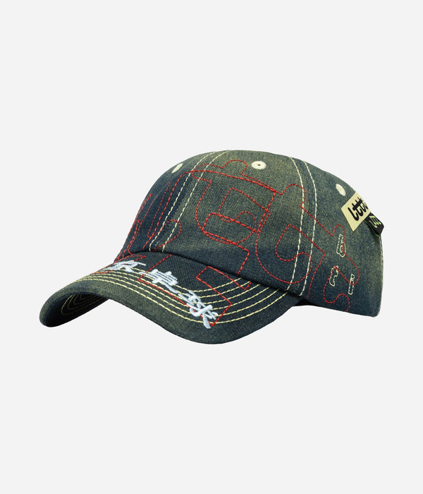 b.Eautiful x LTTT "Vapor Hat" Fade Denim / Red - WEAREALLANIMALS
