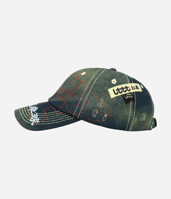 b.Eautiful x LTTT "Vapor Hat" Fade Denim / Red - WEAREALLANIMALS