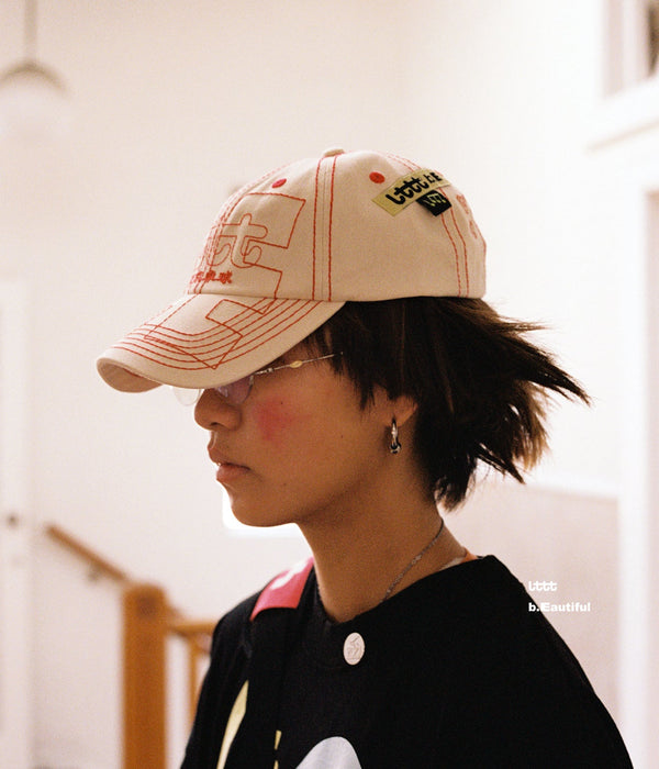 b.Eautiful x LTTT "Vapor Hat" Natural / Red - WEAREALLANIMALS