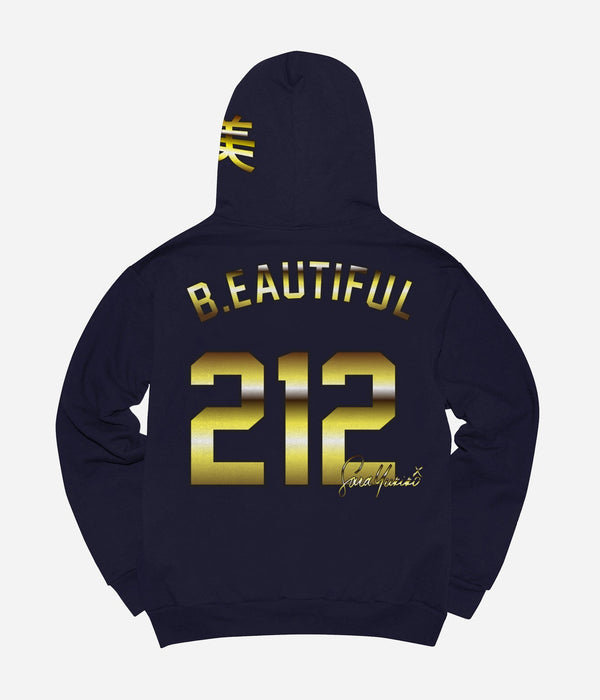 b.Eautiful x Sara Yukiko Mon "Wavy NY Zip Up Hoodie" Navy - WEAREALLANIMALS