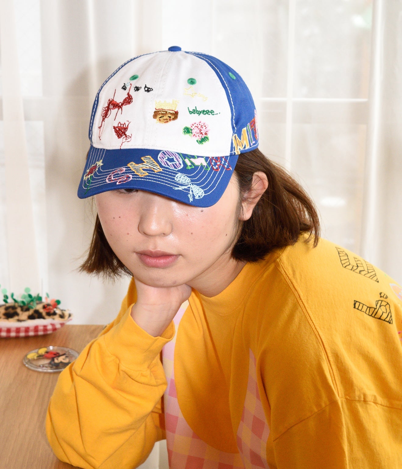 b.Eautiful x Shoma Mitani "Babyeee 6 Panel Hat" White / Blue - WEAREALLANIMALS