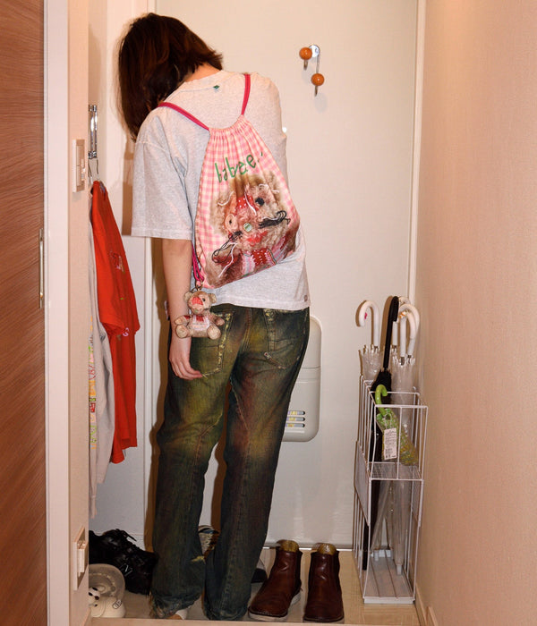 b.Eautiful x Shoma Mitani "Drawstring Bag" Pink / Brown - WEAREALLANIMALS