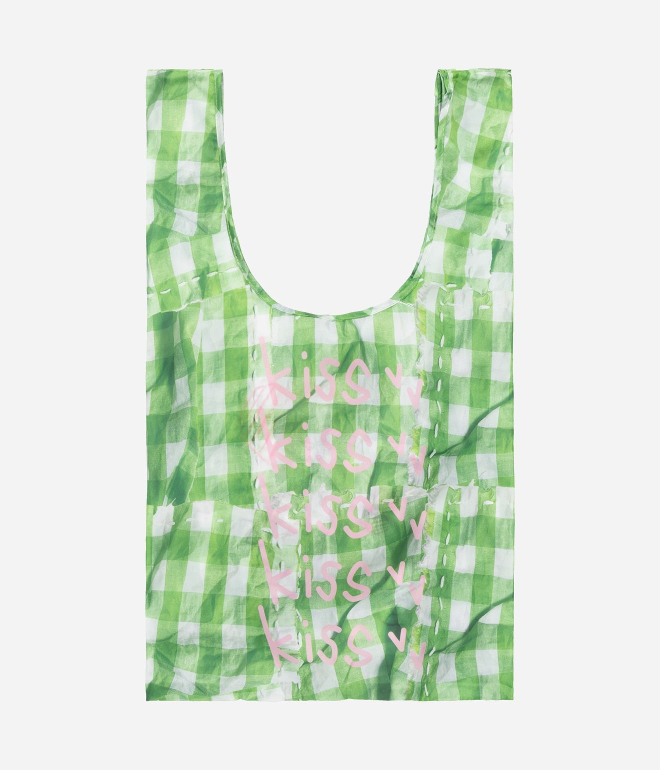 b.Eautiful x Shoma Mitani "I <3 b.E Reusable Bag" Green Checker - WEAREALLANIMALS