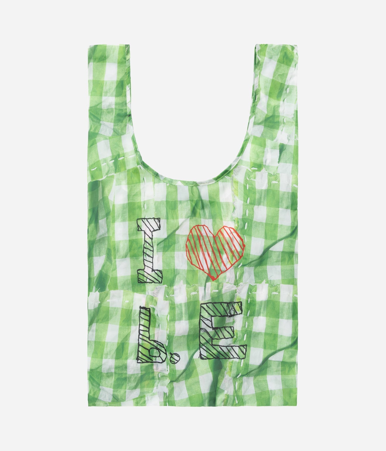 b.Eautiful x Shoma Mitani "I <3 b.E Reusable Bag" Green Checker - WEAREALLANIMALS