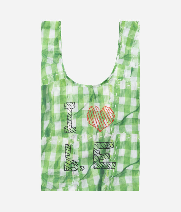 b.Eautiful x Shoma Mitani "I <3 b.E Reusable Bag" Green Checker - WEAREALLANIMALS