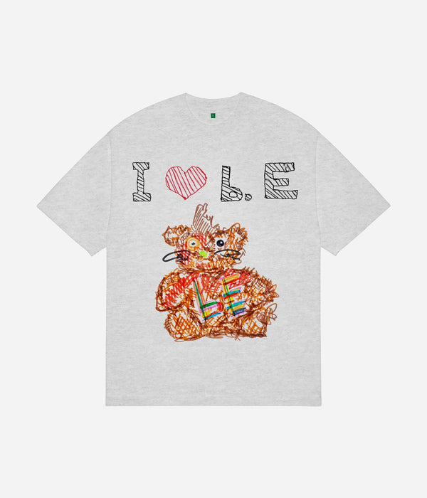 b.Eautiful x Shoma Mitani "I <3 b.E T-Shirt" Heather Grey - WEAREALLANIMALS