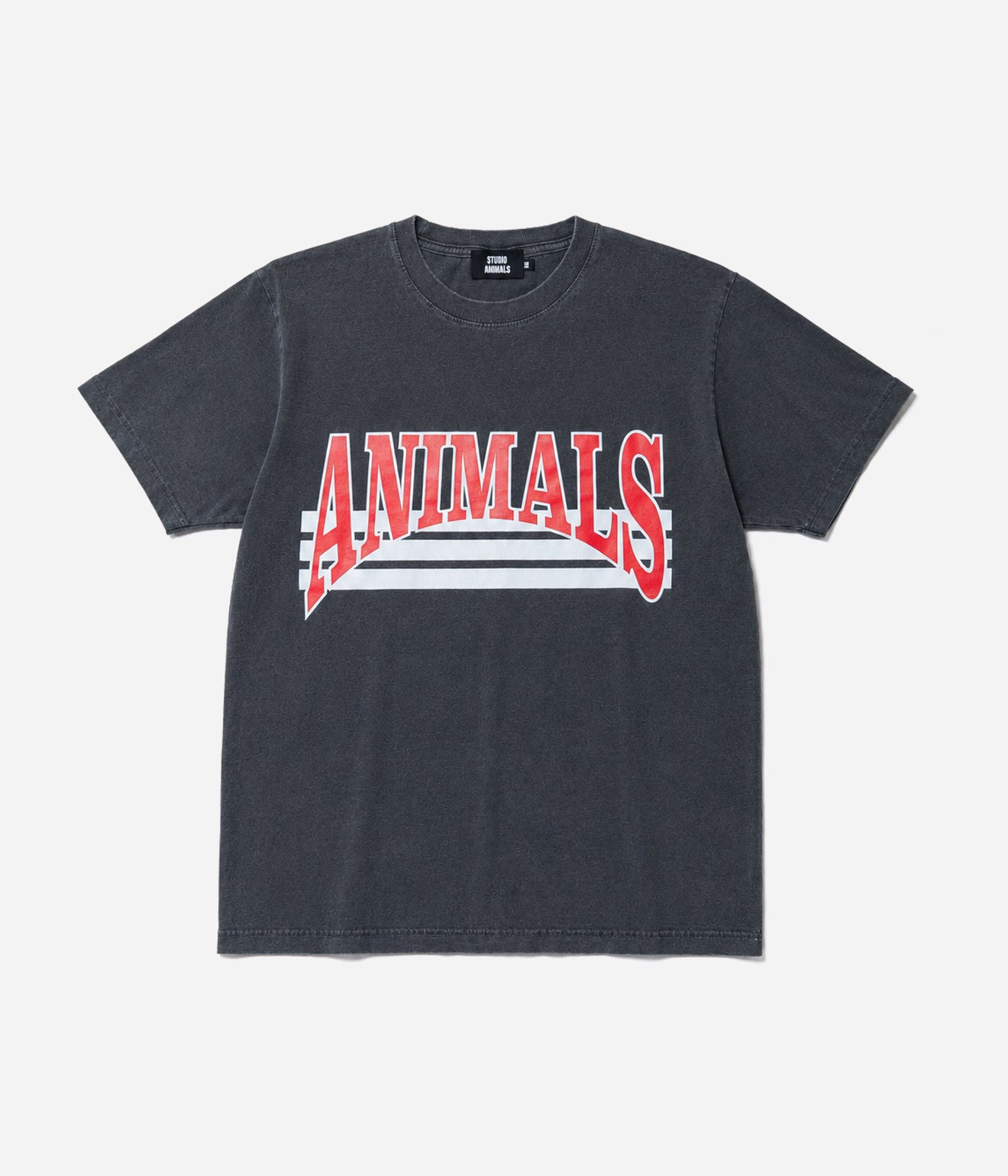 STUDIO ANIMALS “Curved Arch Logo” S/S T-Shirt Faded Black