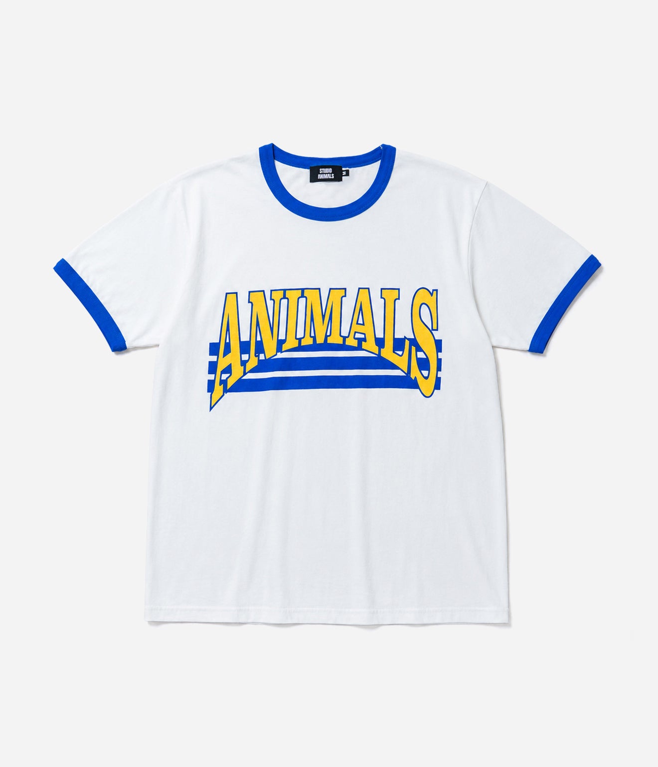 STUDIO ANIMALS “Curved Arch Logo” S/S T-Shirt White / Blue