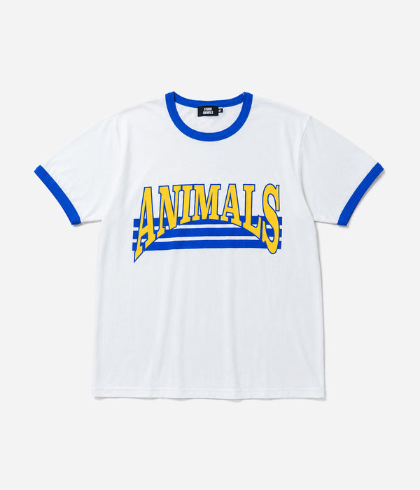 STUDIO ANIMALS “Curved Arch Logo” S/S T-Shirt White / Blue