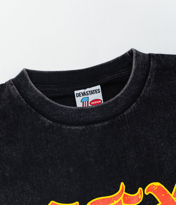 DEVÁ STATES "GFX Tshirt -HORNS-" Washed Black - WEAREALLANIMALS
