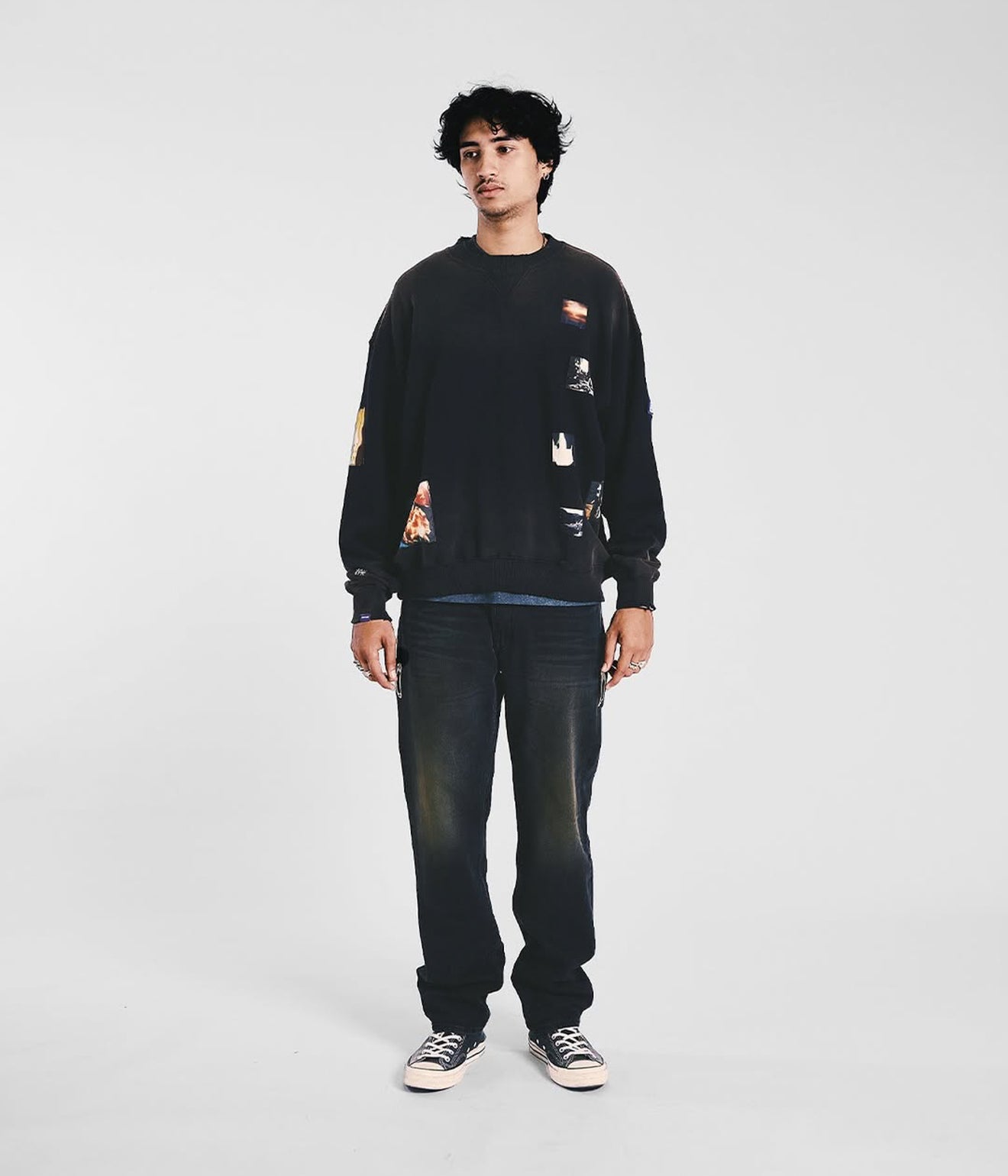 DEVÁ STATES "RECLUSE Distressed Crewneck" Black - WEAREALLANIMALS