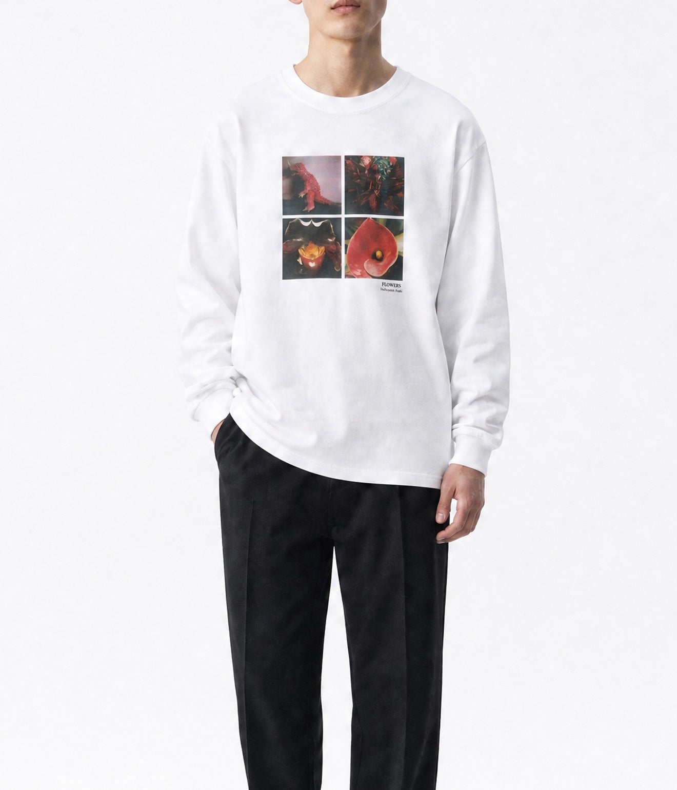 LOOSEJOINTS "NOBUYOSHI ARAKI 'FLOWERS' L/S T" WHITE - WEAREALLANIMALS