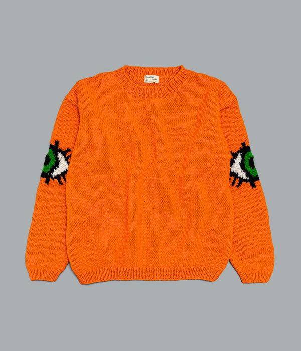 MacMahon Knitting Mills "Crew Neck Knit - Eyes" Orange - WEAREALLANIMALS