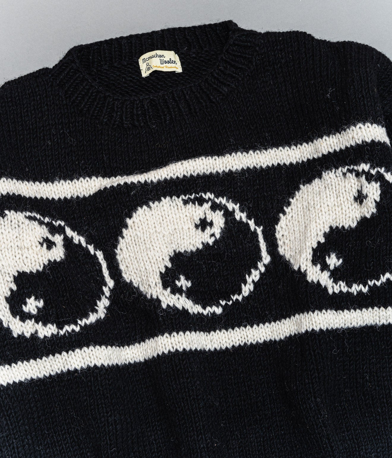 MacMahon Knitting Mills "Crew Neck Knit - Line Yin&Yang" Black - WEAREALLANIMALS