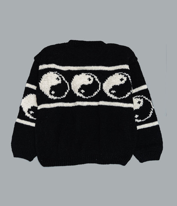 MacMahon Knitting Mills "Crew Neck Knit - Line Yin&Yang" Black - WEAREALLANIMALS