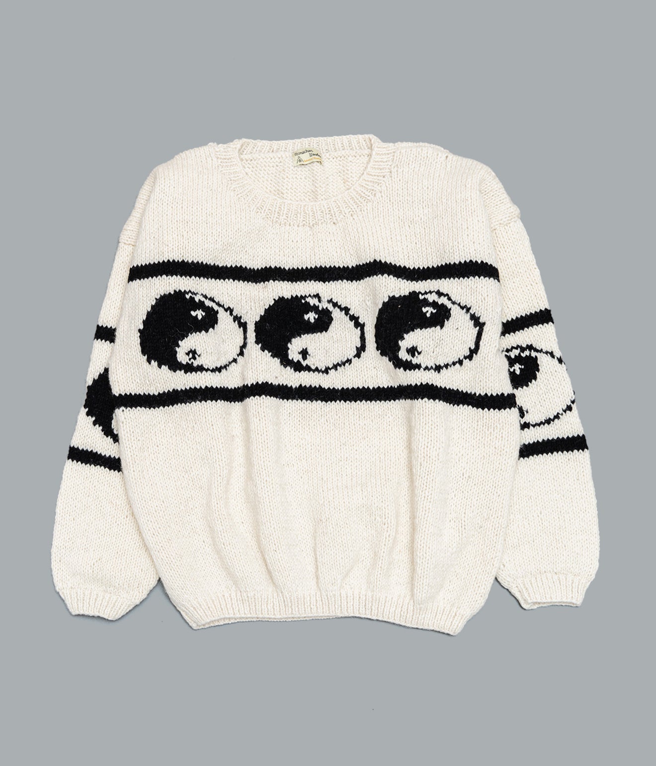 MacMahon Knitting Mills "Crew Neck Knit - Line Yin&Yang" White - WEAREALLANIMALS