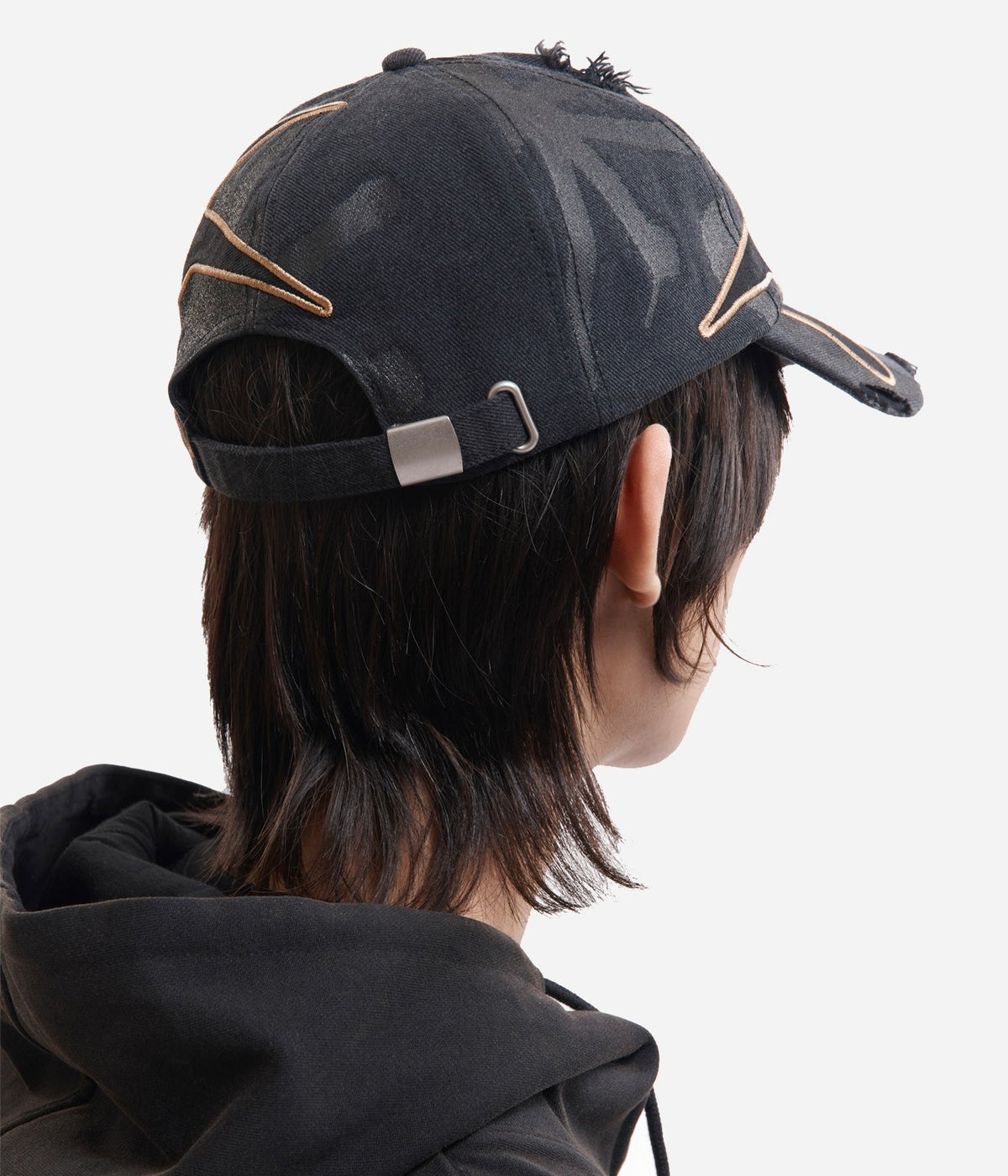 P.A.M. "DISTRESSED URCHIN TAG BASEBALL CAP" BLACK WASH - WEAREALLANIMALS
