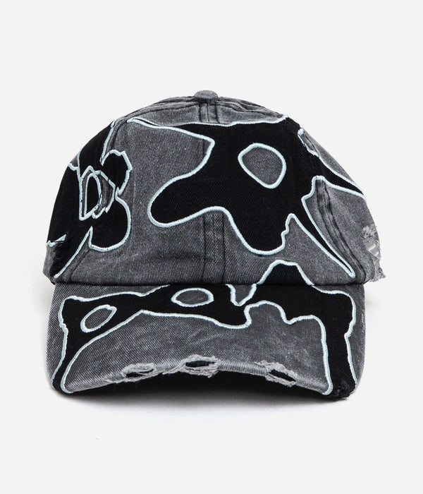 P.A.M. "LOCKE DENIM APPLIQUE BASEBALL CAP" FADED BLACK - WEAREALLANIMALS